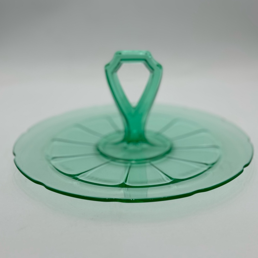 Vintage Uranium Glass Tidbit Tray - Picture 3 of 5